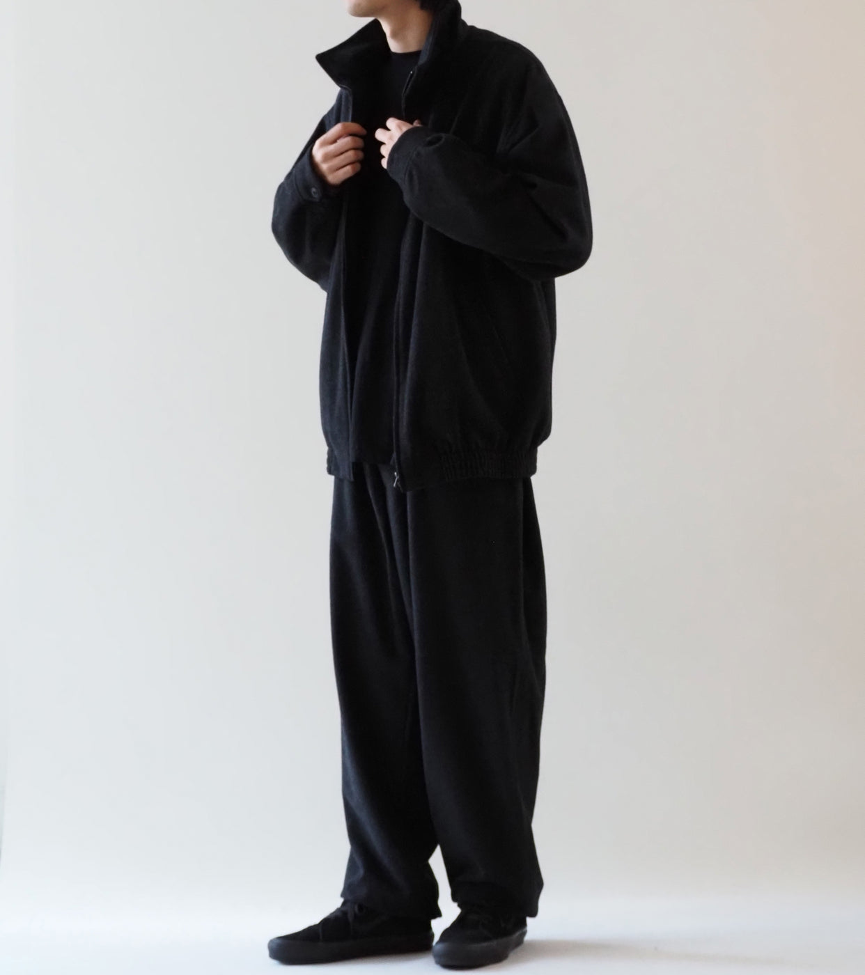 COMOLI カシミヤ トラック ジャケット , Charcoal – Navyblue