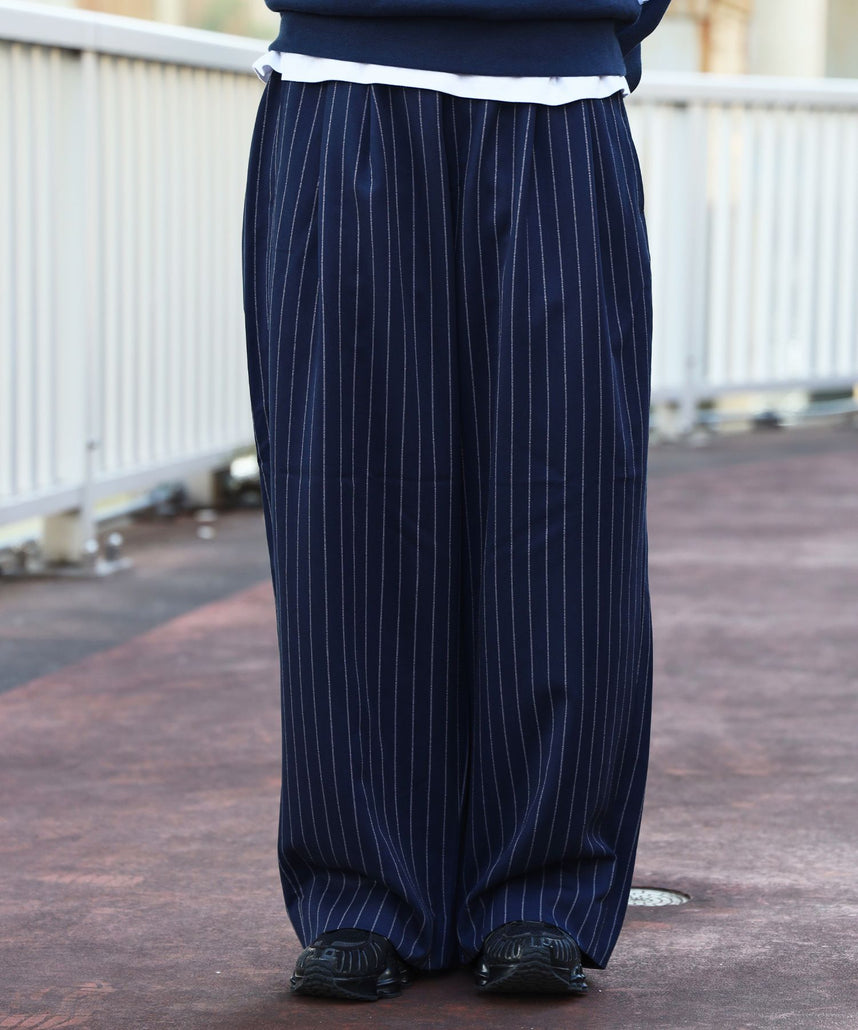 FFEIN(フェイン)】ストライプワイドタックパンツ / スラックス パンツ