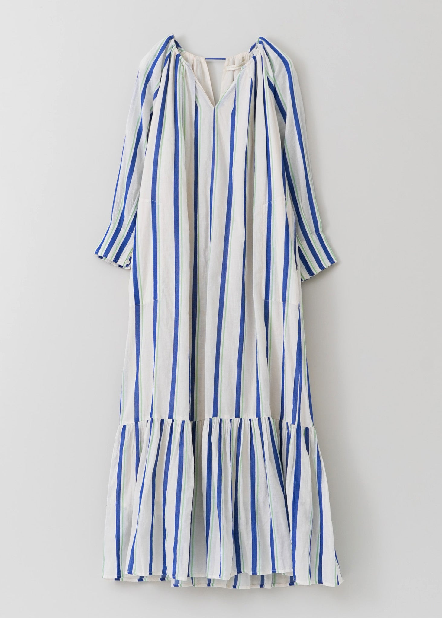 Cotton Voile Stripe Gather Neck Dress | Pasand by ne Quittez pas