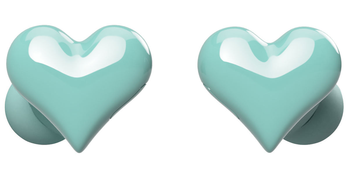 ハート型の完全ワイヤレス「HeartBuds」、新色のブルーとパープル追加