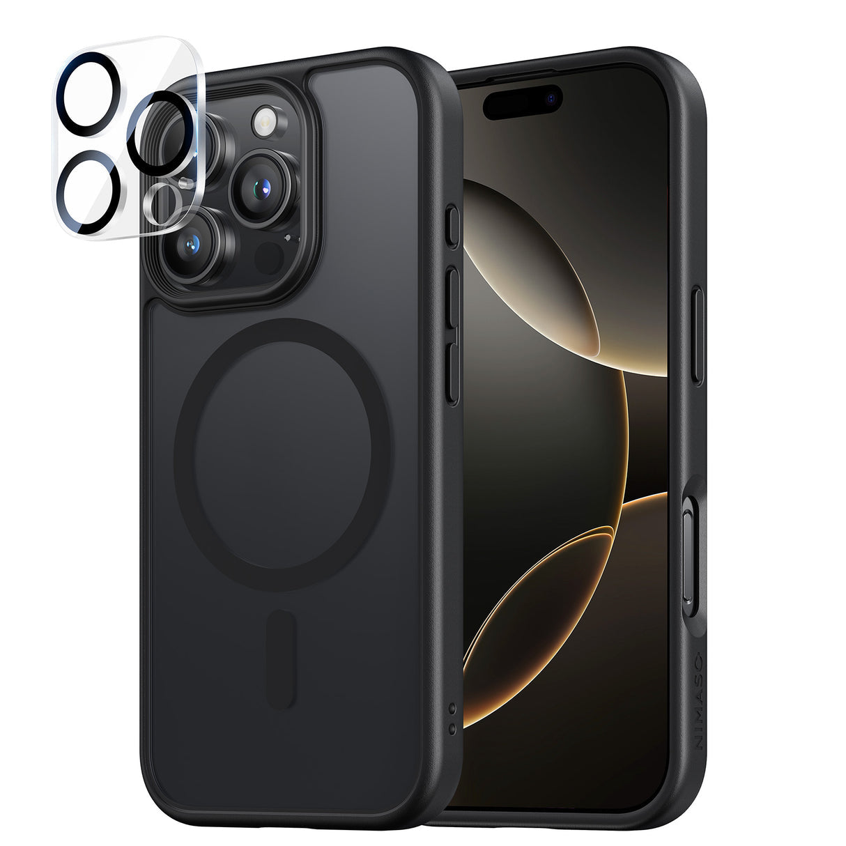 NIMASO iPhone 16/Plus/Pro/Pro Max用ケース+カメラフィルム MagSafe