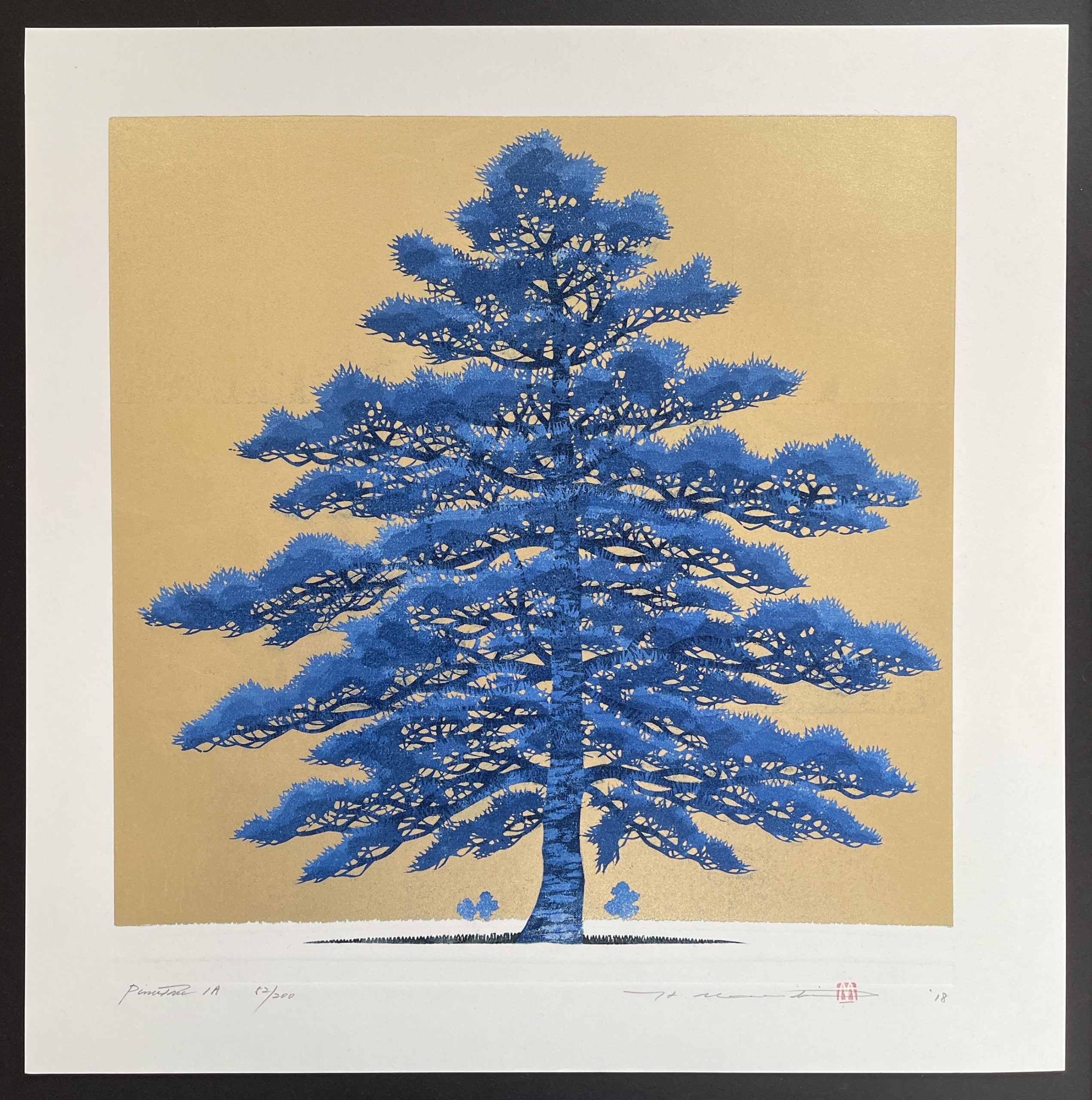 並木一 木版画 Tree Scene 78 直筆サイン・エディション入り 並木一 木