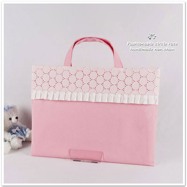 入園入学グッズ | レッスンバッグ フリル 【 レース・刺繍 ピンク
