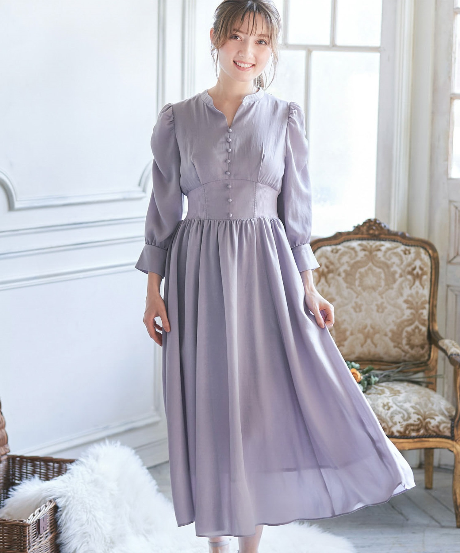 ハイウエストサテンワンピース | ロングワンピース | NOELA OFFICIAL