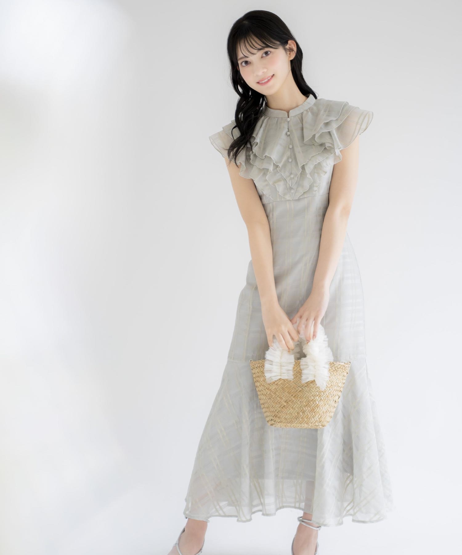 シアーチェックフリルワンピ | ロングワンピース | NOELA OFFICIAL WEB