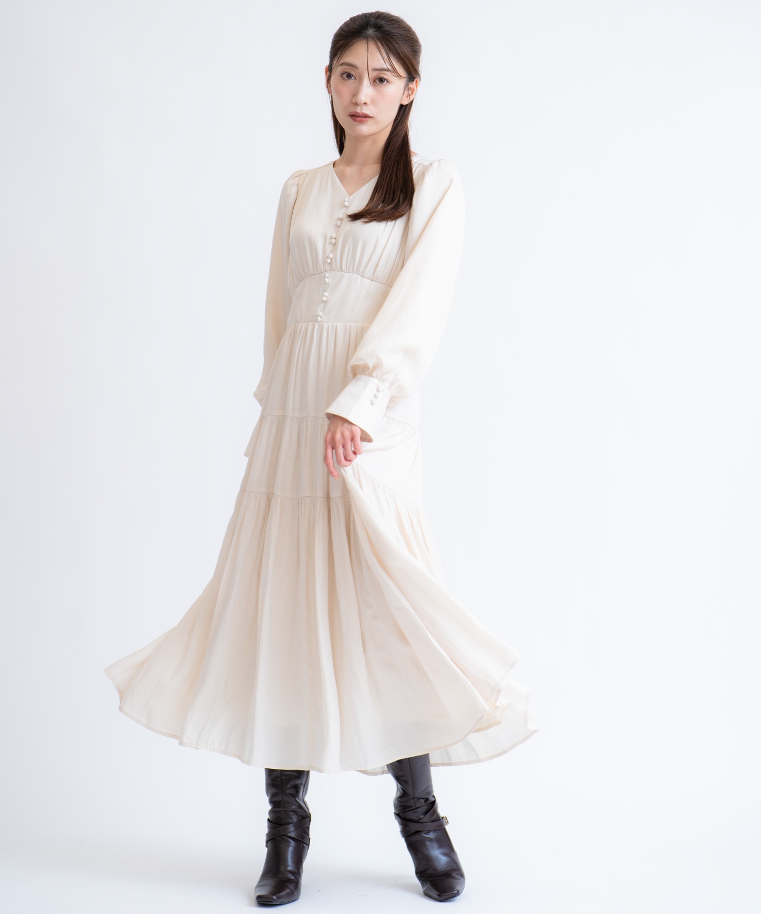 ティアードサテンワンピース | ロングワンピース | NOELA OFFICIAL WEB