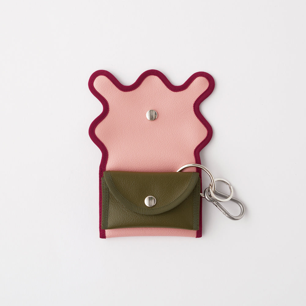 wave purse / rose pink × olive – nori enomoto