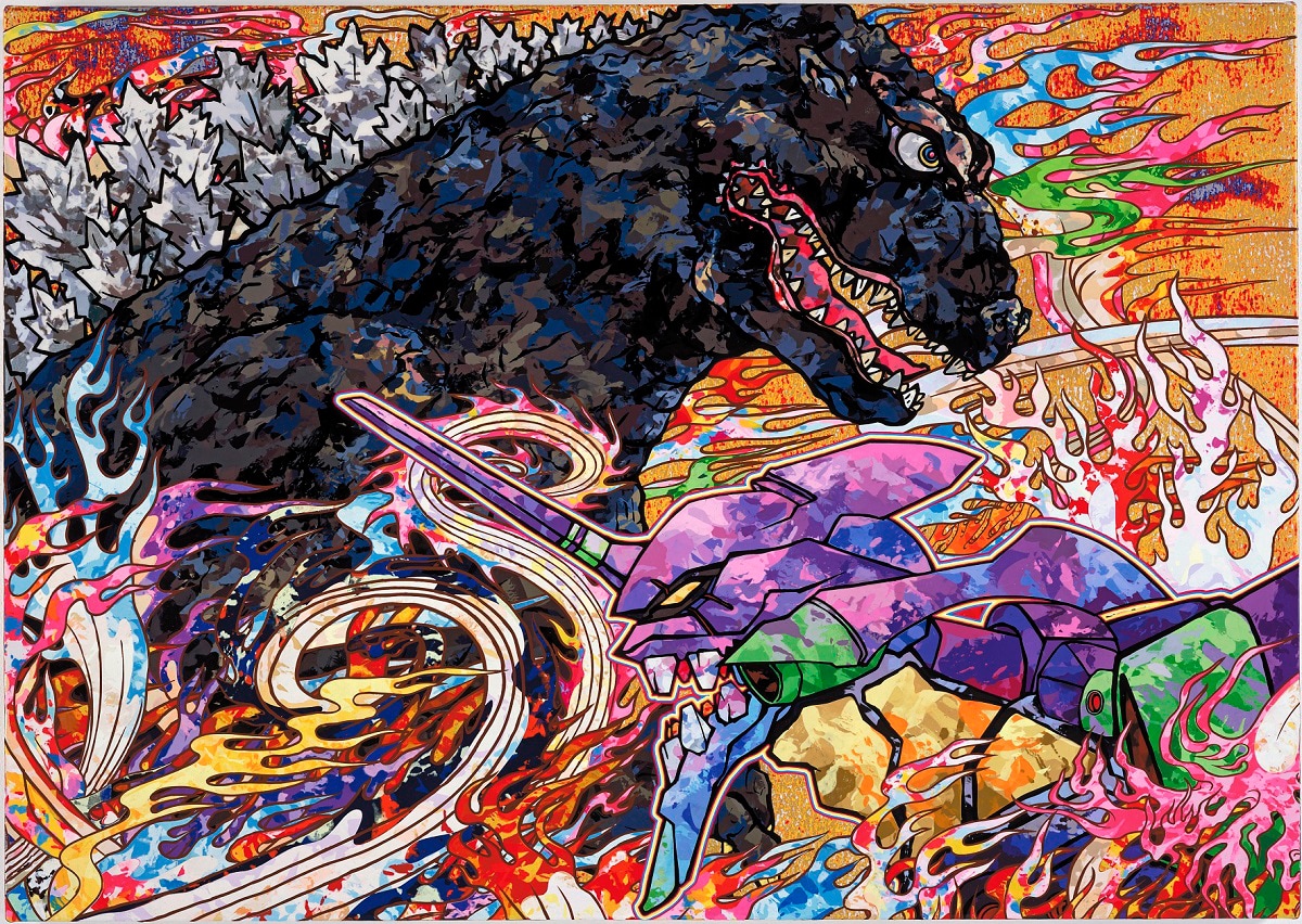 村上隆が作画手がけた「ゴジラ対エヴァンゲリオン」コラボビジュアル第