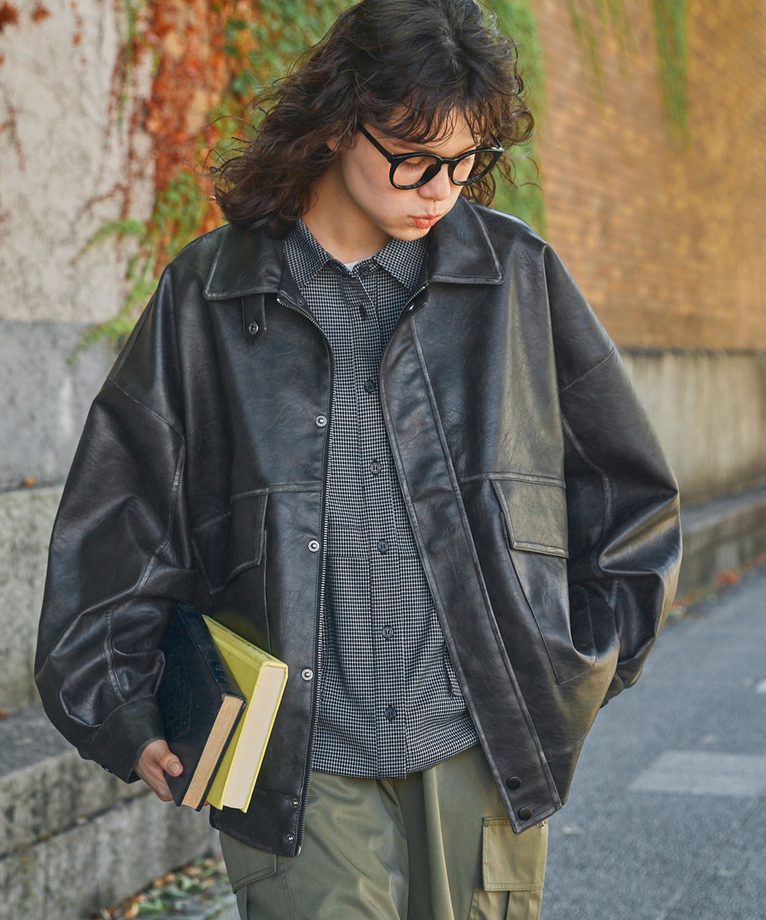 比翼デザインヴィンテージライク オーバーサイズブルゾン MONO-MART