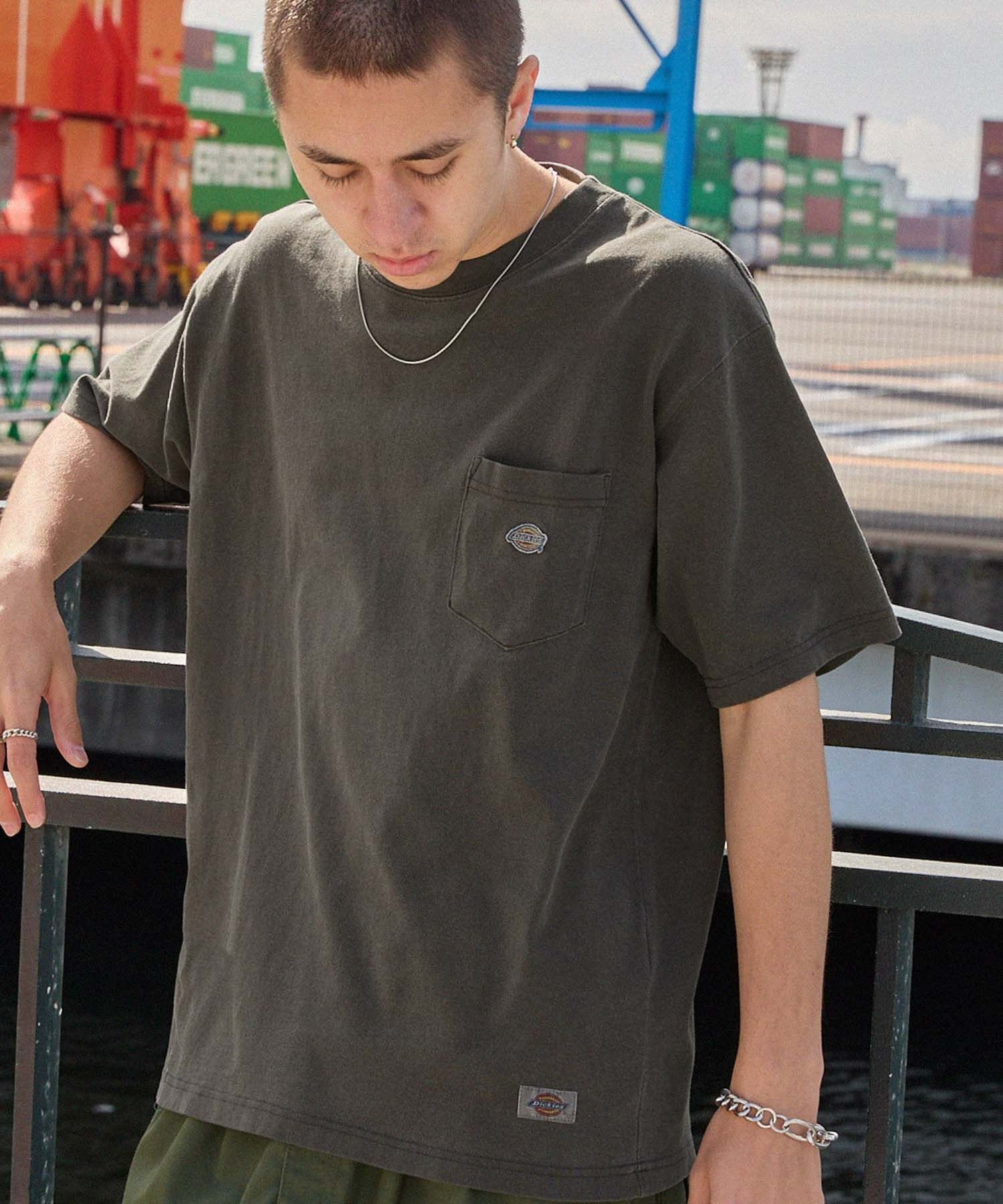 Dickies/ディッキーズ ヴィンテージ加工 ワンポイントロゴ オーバー