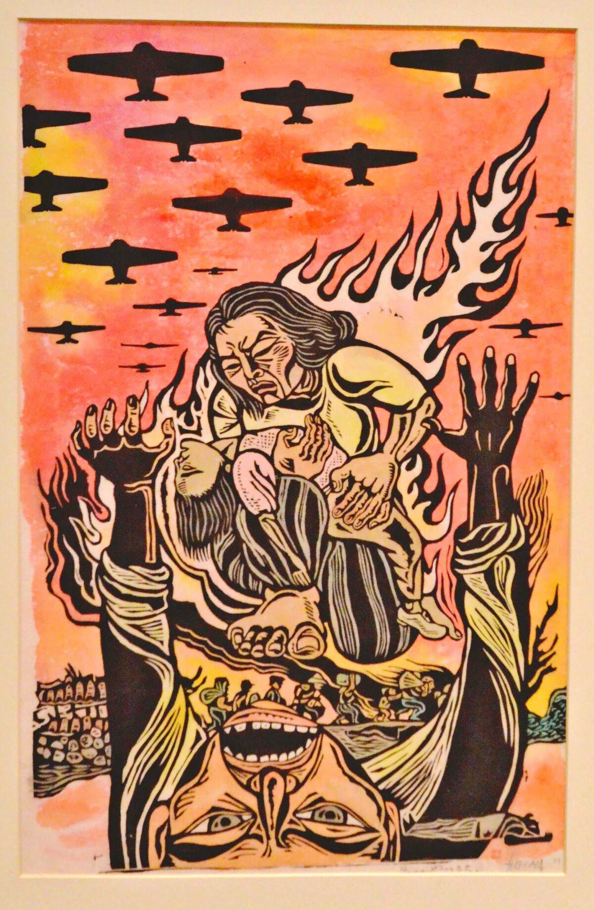 沖縄戦 版画と文で継承 儀間比呂志さん作品 「戦がやってきた」展 浦添