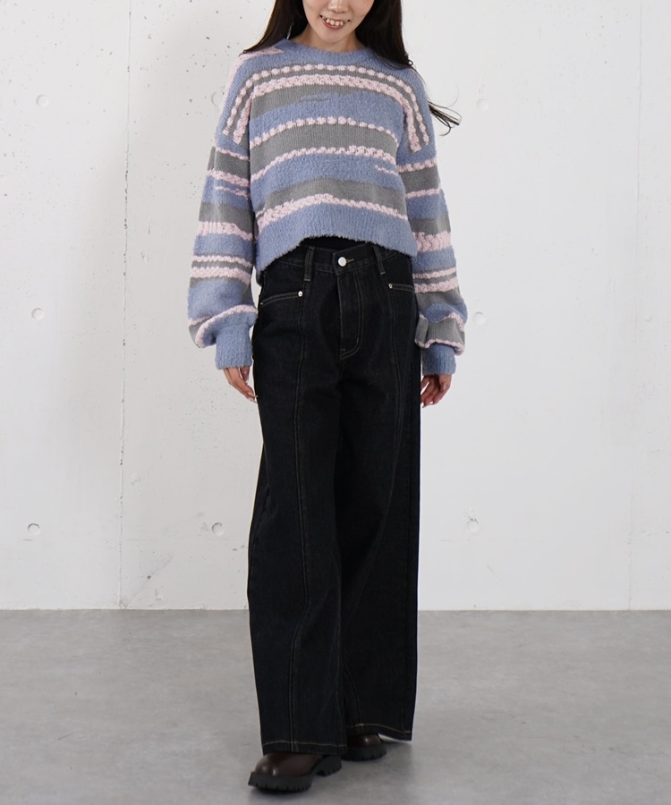 ロゴ刺繍ワイドデニム(S BLUE): パンツ｜PMbox P&M OFFICIAL ONLINE