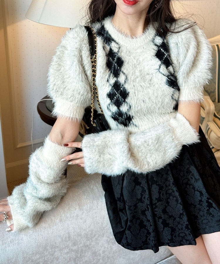 argyle arm warmer knit(M BLACK): トップス｜PMbox P&M OFFICIAL