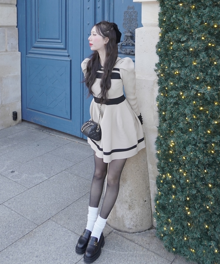 sheer border fluffy onepiece(M GREIGE): ワンピース｜PMbox P&M