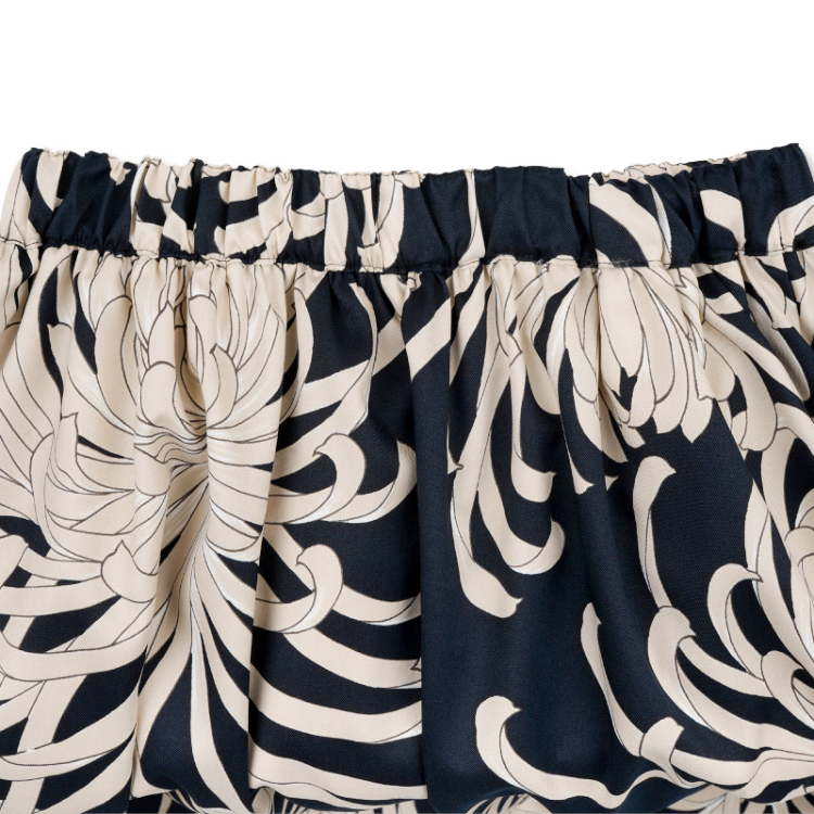 花柄 ギャザースカート ＜乱菊/濃紺＞ | 京友禅アロハシャツ【Pagong