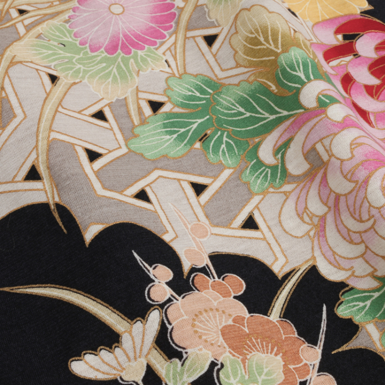 Pagong 未使用タグ付き 和柄 花柄 日本製 スカート 蔦と菊牡丹 Pagong