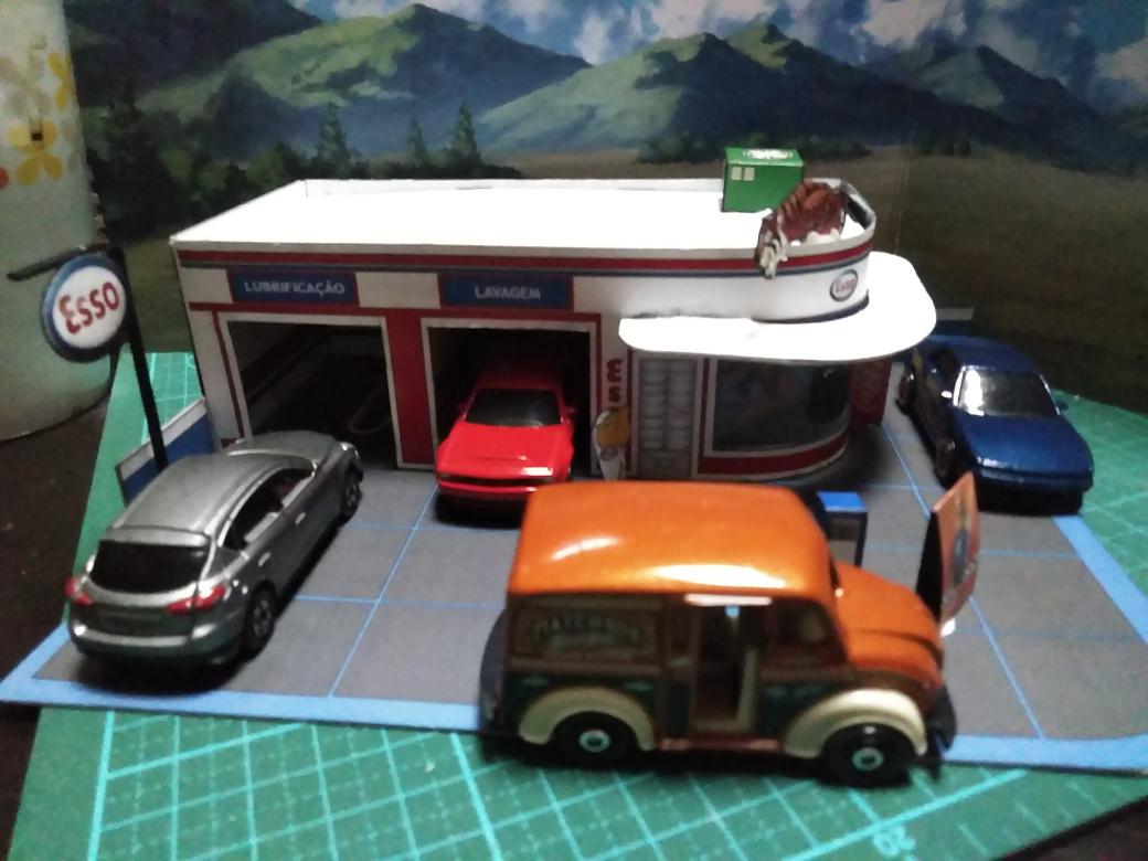 1/64エッソステーション #ペーパークラフト #ジオラマ #papermau