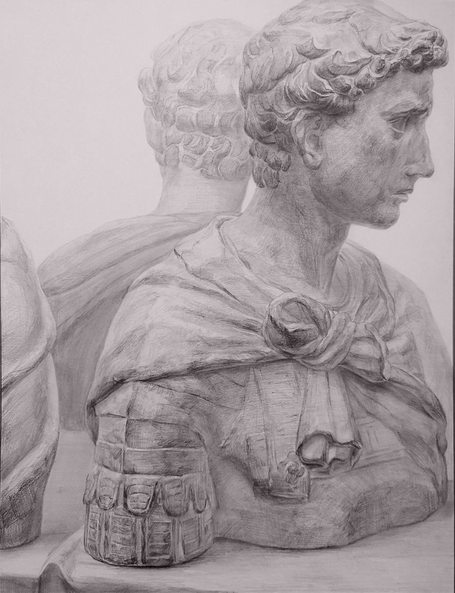 ジョルジョ胸像×3体 (鉛筆 白象紙 木炭紙判 11時間)』 昨日から春季