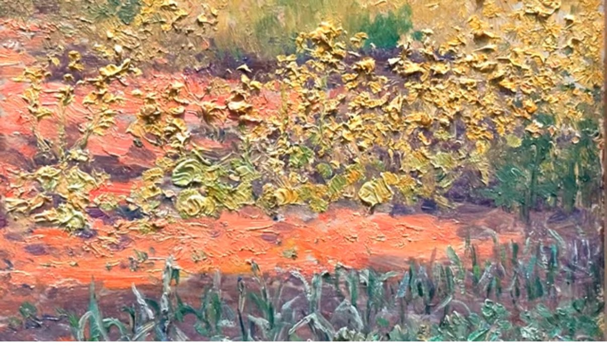 珍品 黒田清輝 【上信越 浅間】風景画 油彩画 武二識サイン入り F8