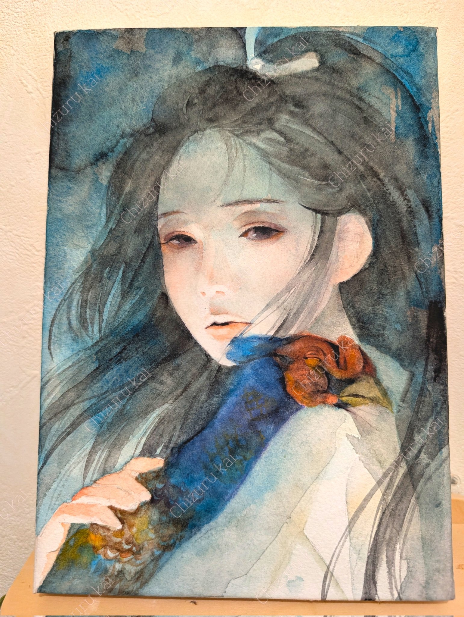 水彩画 タイトル「希望または、絶望50センチ✖️30センチです。 水彩画