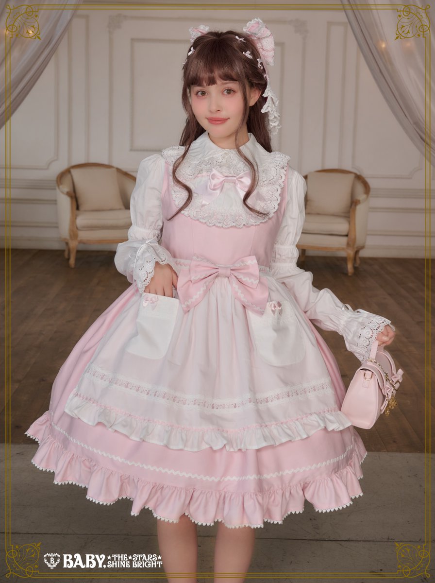 ローズフルールエプロンジャンパースカート 黒 ローズフルールエプロン