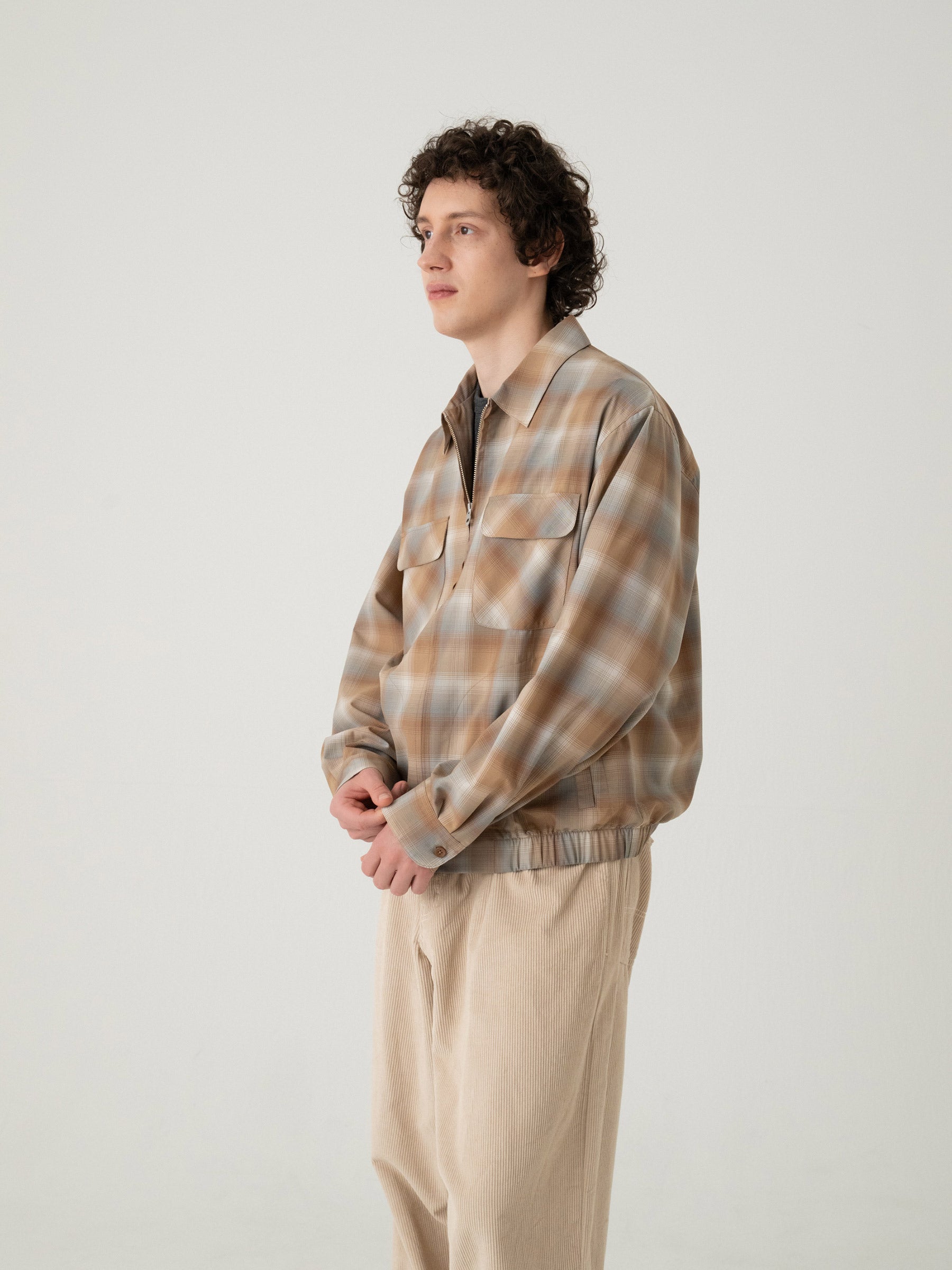 ジップ・シャツジャケット - BEIGE/GRAY – PENDLETON WOOLEN MILLS