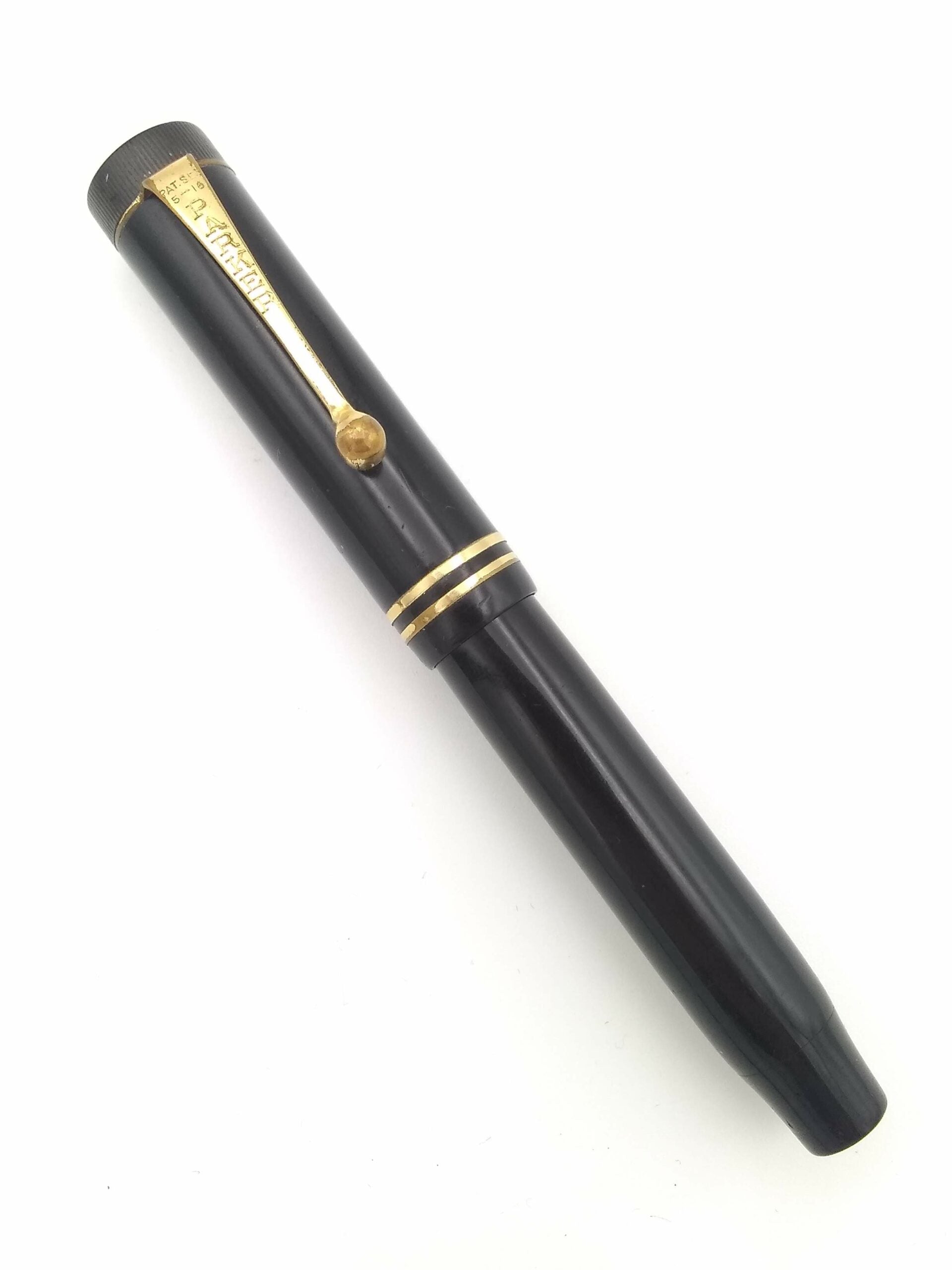 Parker Duofold Junior Black 2 Band - 14k Medium Nib - Pen Realm