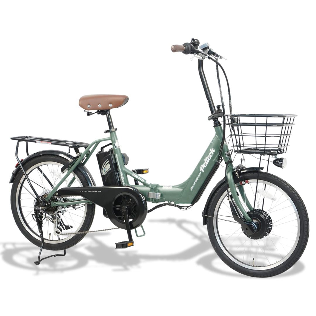 20インチ アルミ折り畳み電動アシスト自転車 フル装備 外装6段変速