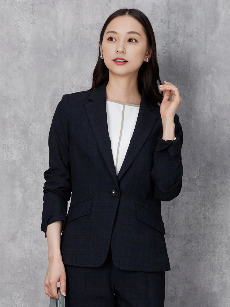 ネイビー グレンチェックスーツ ジャケット ネイビー/ブラウン | P.S.