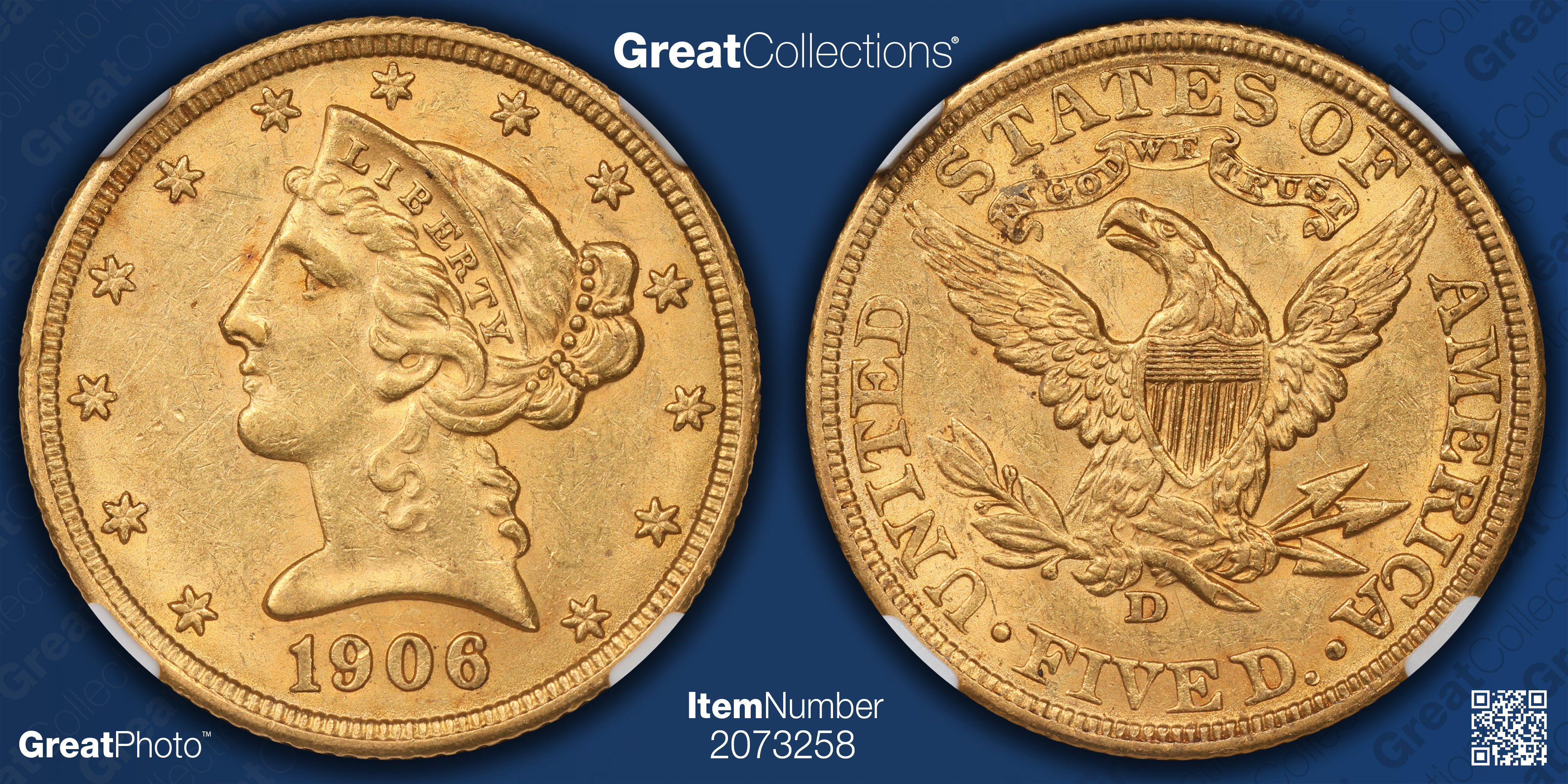 1906-D Liberty Gold Half Eagle NGC AU-58 (Lambert Collection