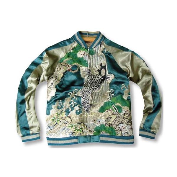 スカジャン 鯉の滝昇り柄 SKJ-89: 花旅楽団 Script スクリプト 和柄