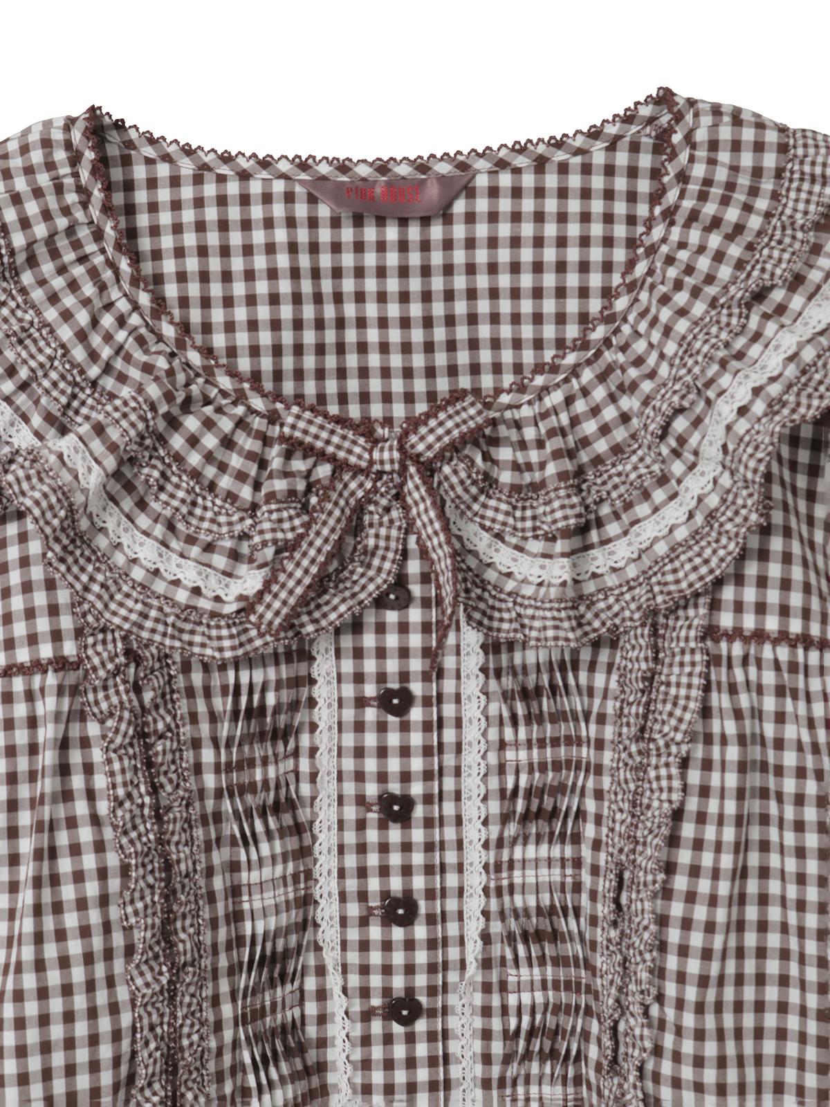 フリル襟付きギンガムチェックブラウス｜ピンクハウスオフィシャル