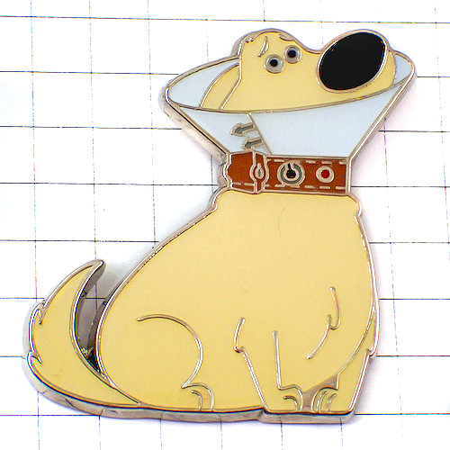 ピンバッジ・白い犬キャラクター茶色い首輪ディズニー・335096