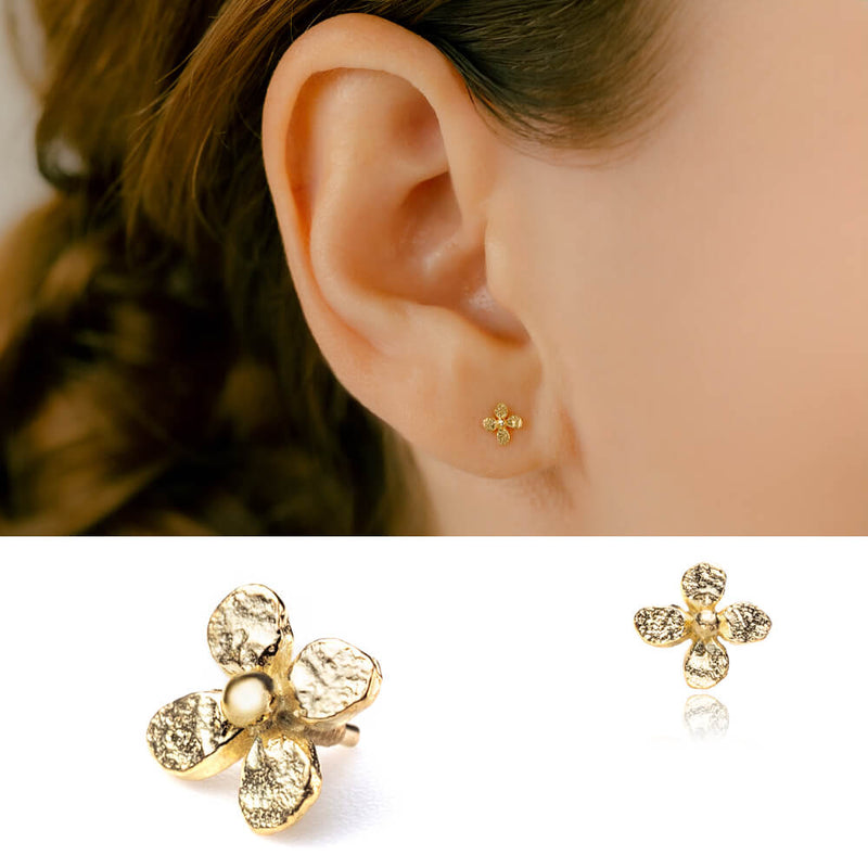 K18YG ボディピアス 軟骨ピアス トラガス, ヘリックス アウターコンク