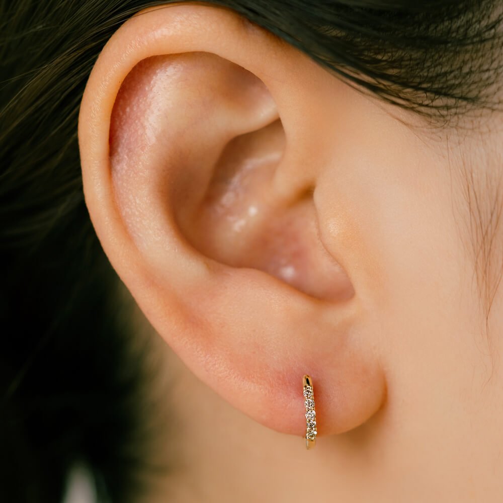 K18ゴールド プラチナ ダイヤモンドフープ 0.05ct│ 小振りで使い