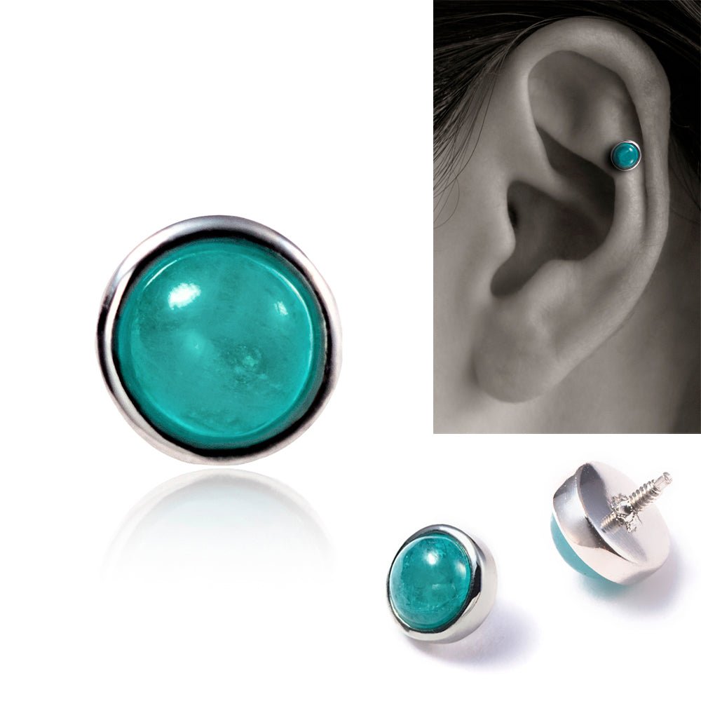 K18/Pt パライバトルマリン カボション ボディピアス│金属アレルギー