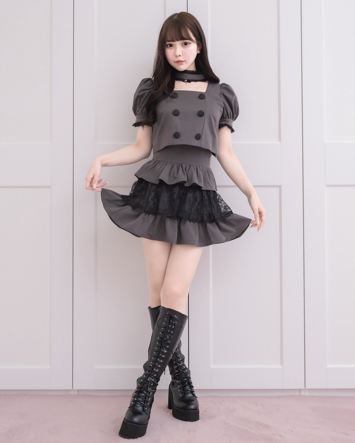 レースフリルクロスチョーカートップス – pium