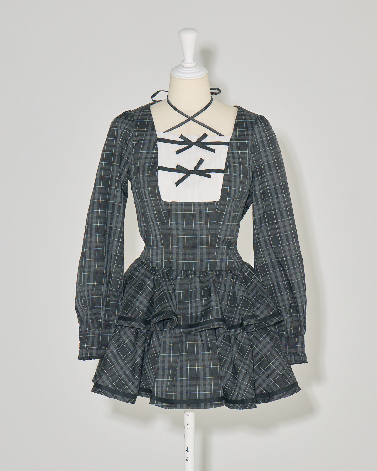 クロステープバイカラーティアードワンピース – pium