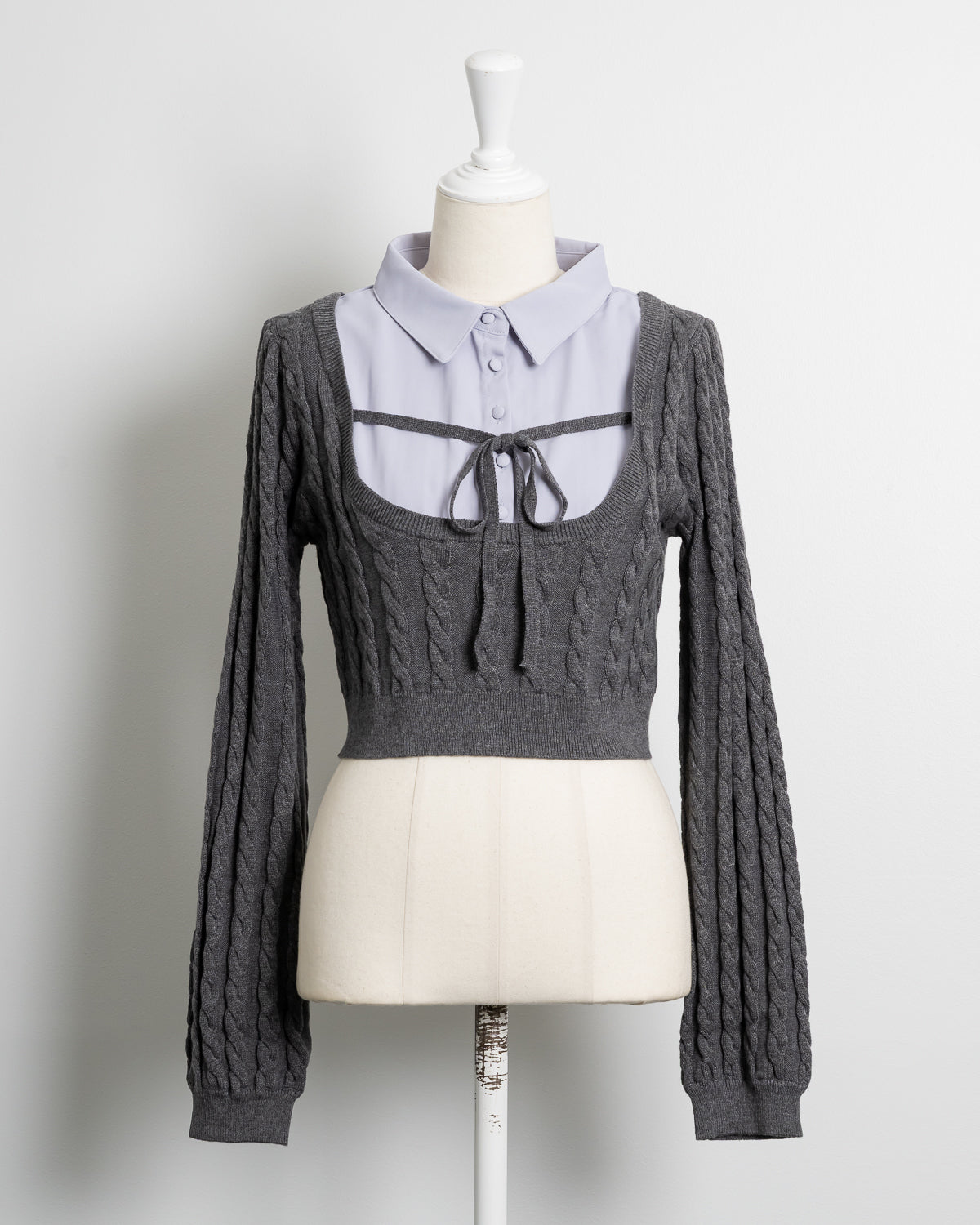 レイヤードケーブル長袖ニット – pium