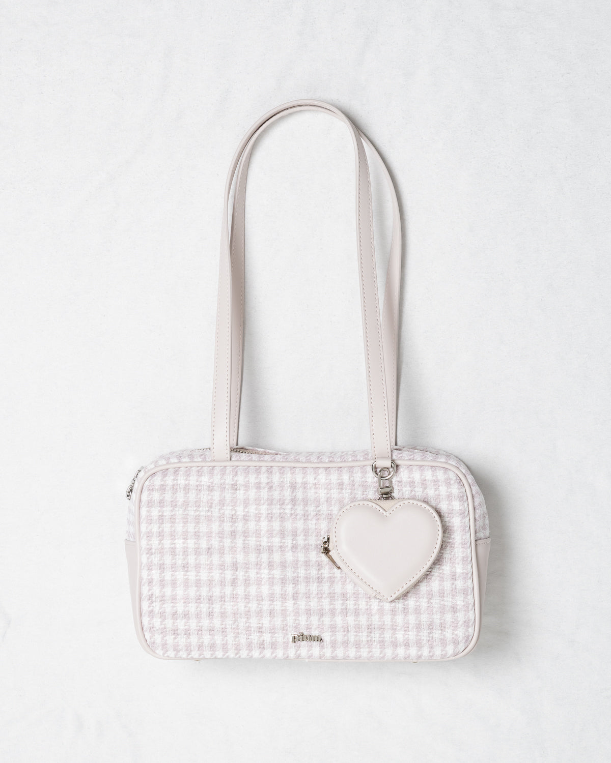 ハートポーチ付き千鳥柄スクエアボストンバッグ – pium