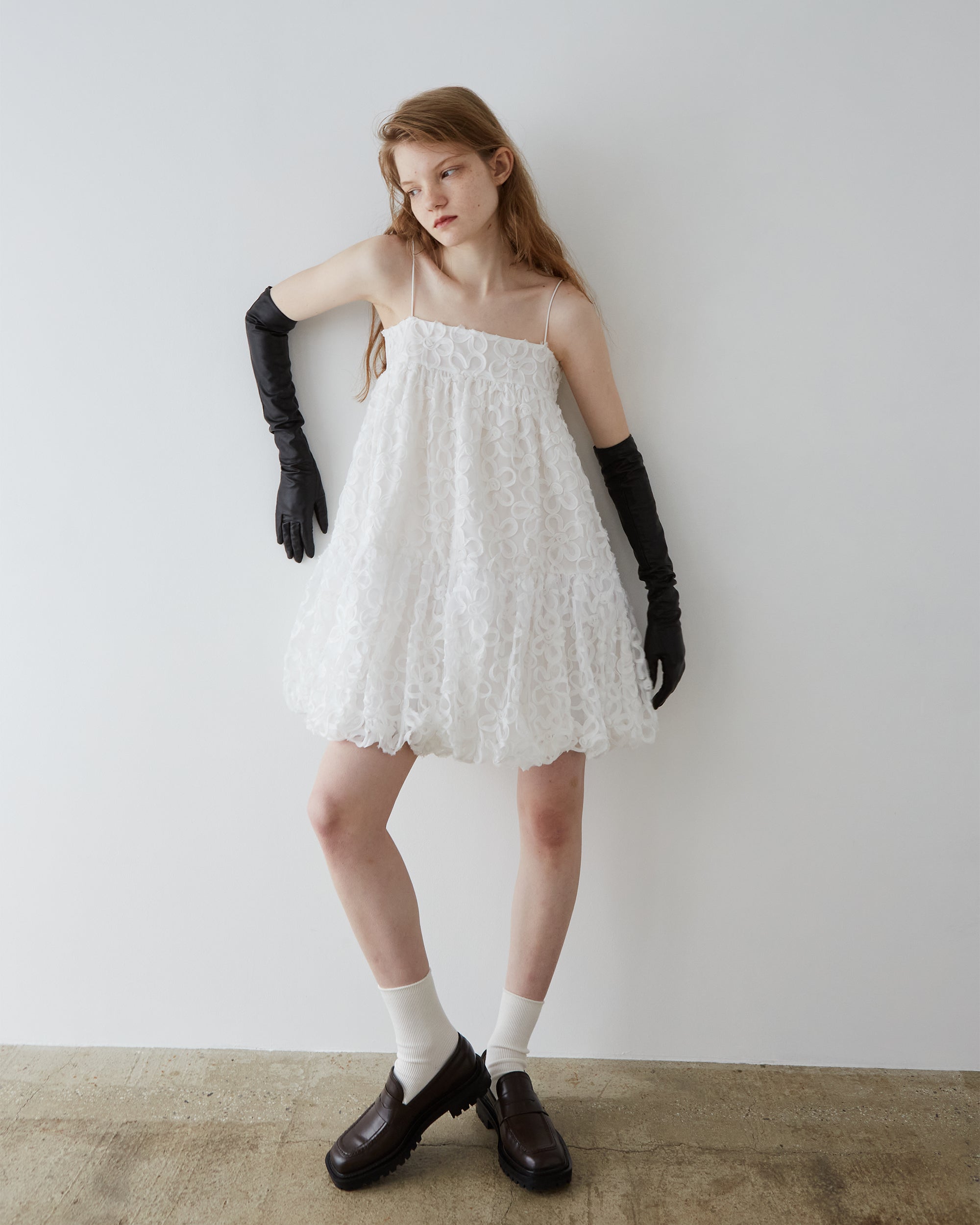 Balloon sleeve cocoon dress