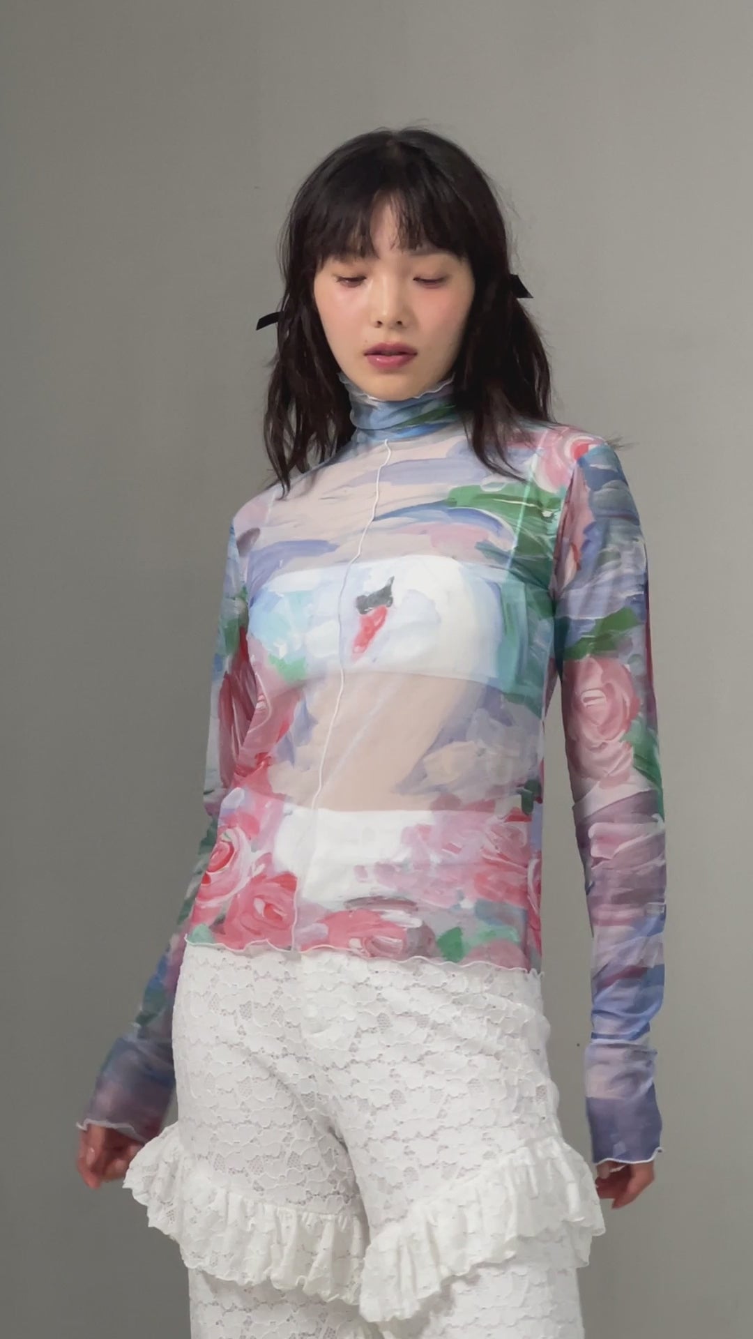 Swan see-through tops (High / Crew neck)