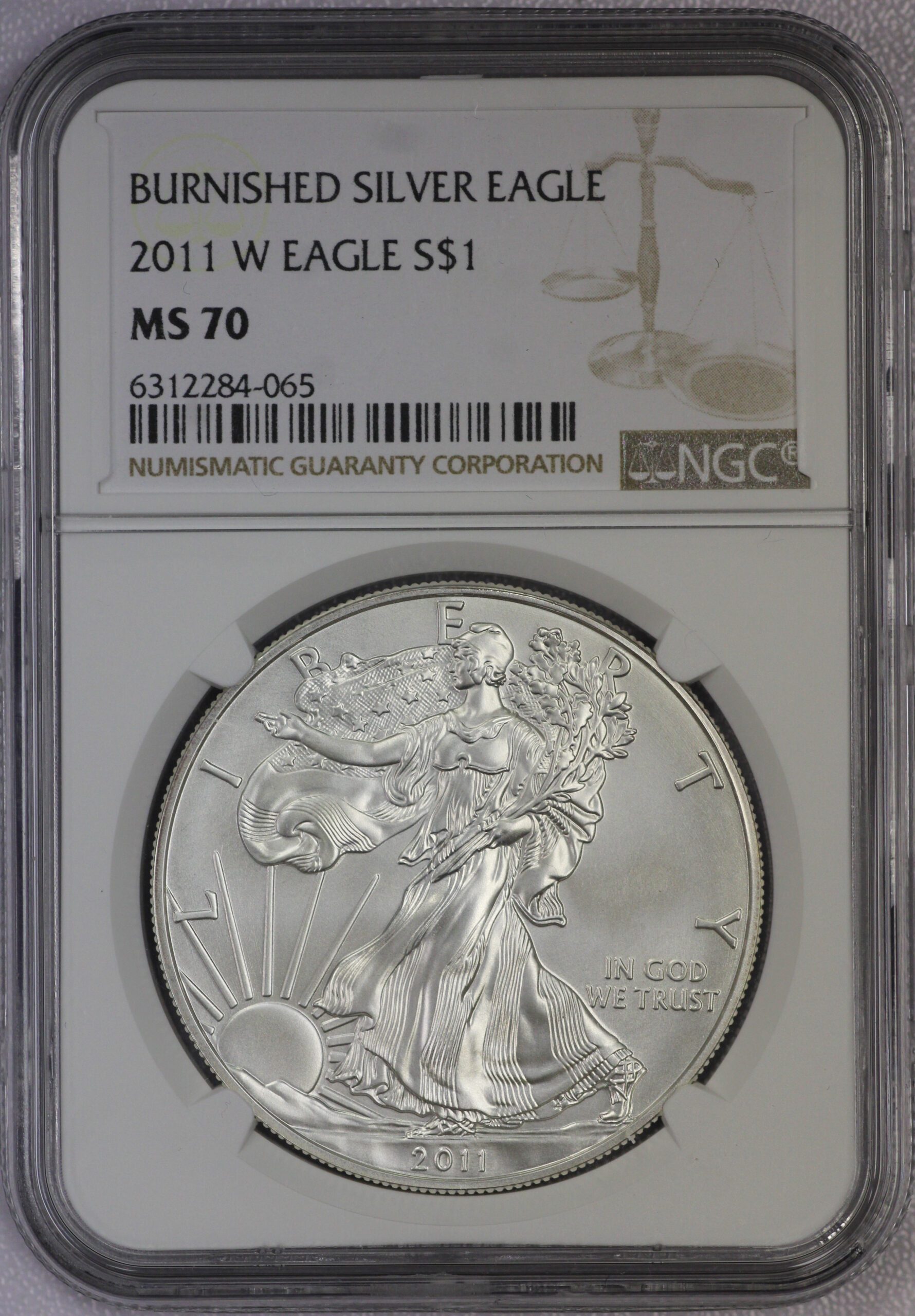 2011 W Silver Eagle MS70 NGC Brown Label “Burnished” – Portsmouth