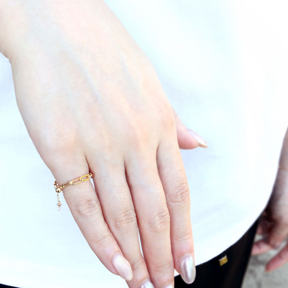 チェーンリング K18 イエローゴールド 中空 指輪 ペーパークリップ