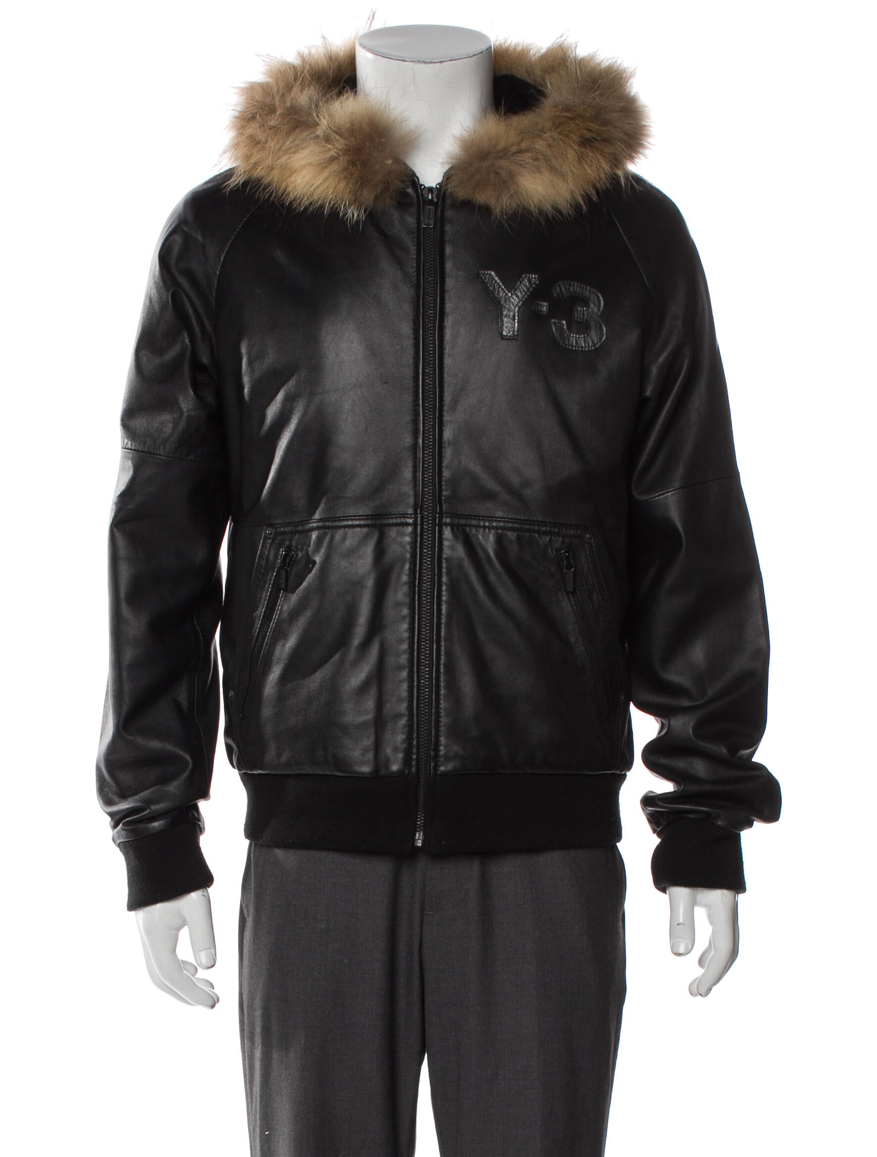 adidas x Yohji Yamamoto Leather Moto Jacket - Black Outerwear