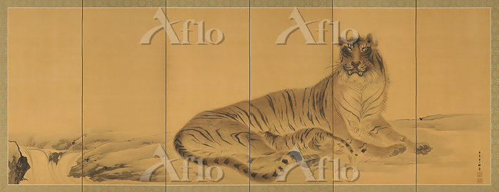 岸竹堂「虎図屏風」 [172883078]のアート作品 - アフロ