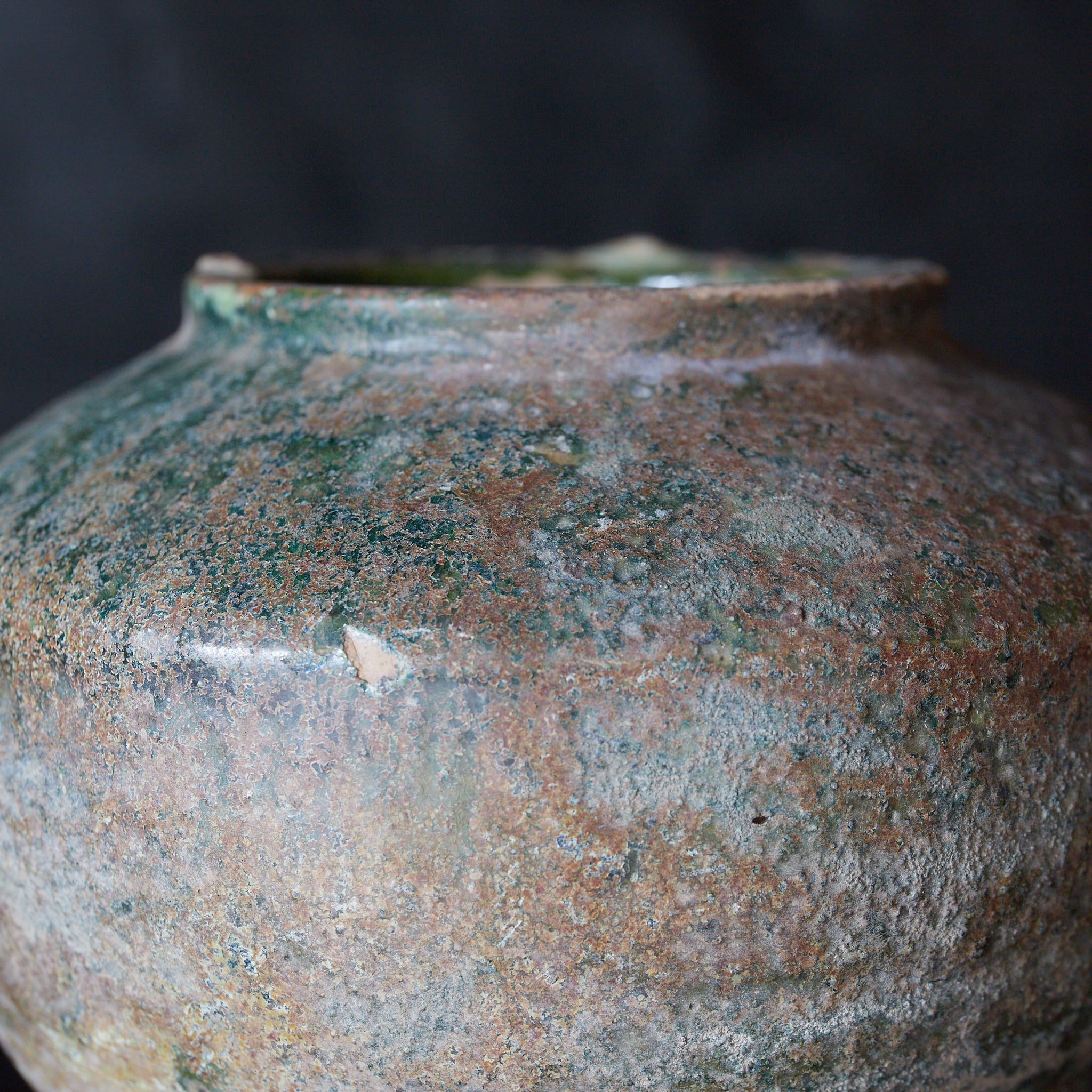 漢代 銀化緑釉小壷（206BCE–220CE） | 入蘆花（ロカニイル）