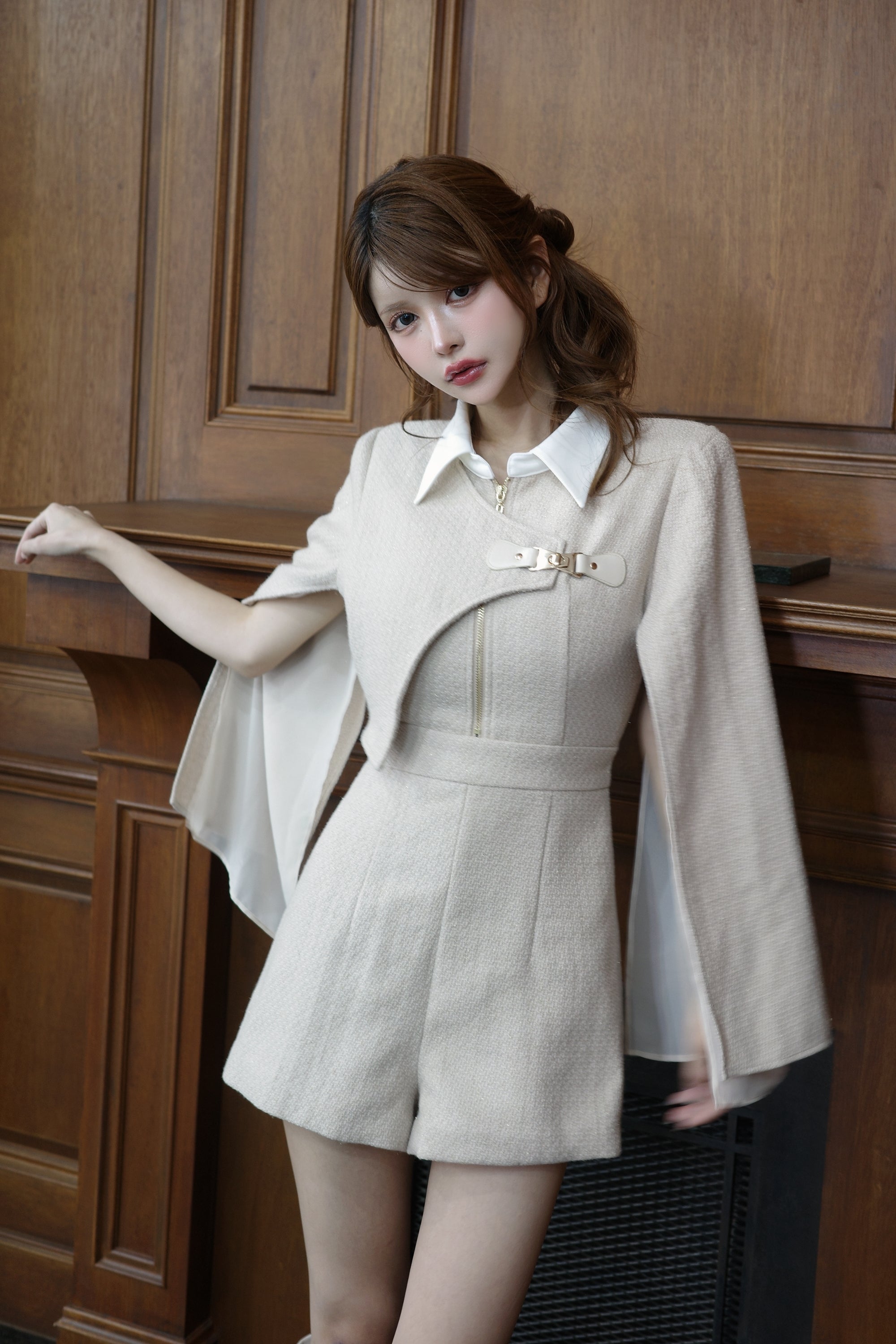 シアードッキングバックルツイードコンビネゾン – Randy