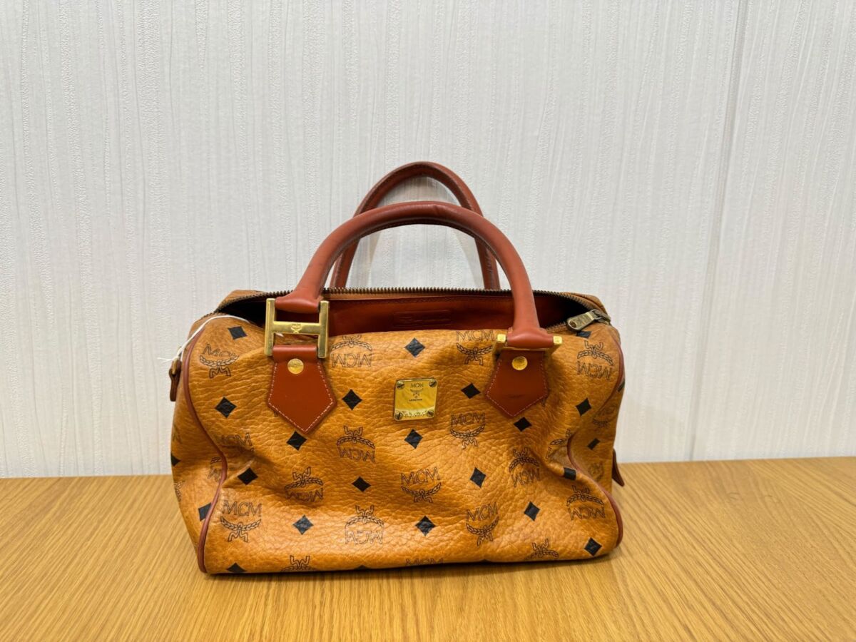 MCM◇ボストンバッグ/レザー/BRW/総柄 MCM◇ミニ⁄ボストンバッグ⁄レザー