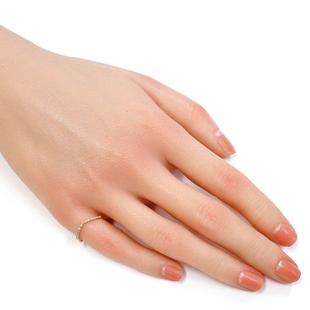 中古】 アガット agete K18 リング 指輪 ダイヤモンド 7号 V字 華奢 18